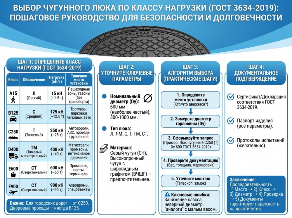 Как подобрать чугунный люк по ГОСТ 3634-2019